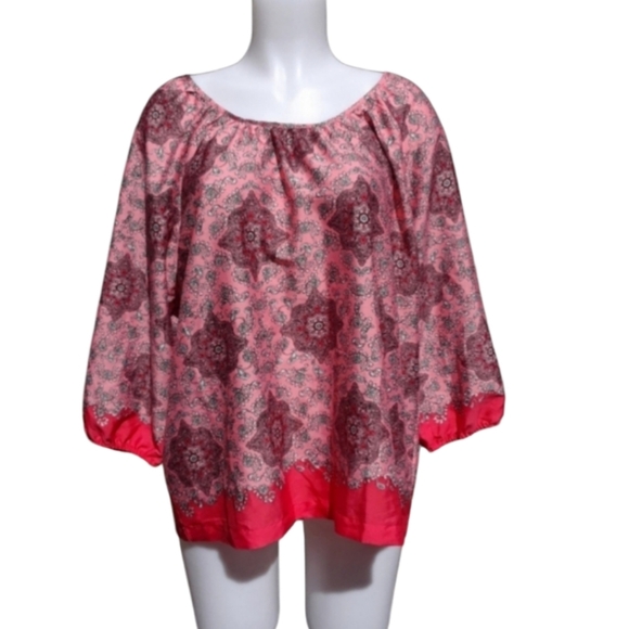 Size Xlarge Northern Reflections orange Paisley peasant top - Picture 1 of 7